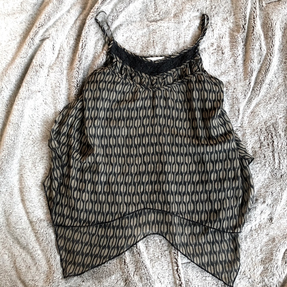 Tan and Black Tank Top Blouse